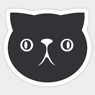 Persian cat's face. Derpy, cute chonk. Art in dark ink Sticker